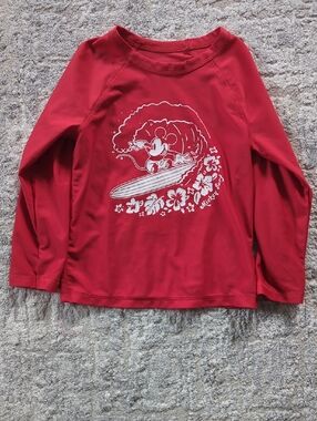 GAP Red Long-Sleeve Mickey Surf Rashguard Tee Size 3T
